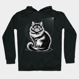 Line Art British Longhair Cat Straight Hoodie